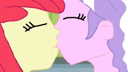 Size: 1191x670 | Tagged: safe, artist:ktd1993, imported from derpibooru, apple bloom, diamond tiara, human, equestria girls, diamondbloom, female, kiss on the lips, kissing, lesbian, shipping