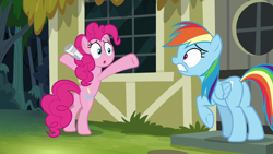 Size: 1280x720 | Tagged: safe, imported from derpibooru, screencap, pinkie pie, rainbow dash, daring done?, butt, newspaper, plot, rainbutt dash