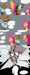 Size: 1600x4000 | Tagged: safe, artist:jake heritagu, imported from derpibooru, chip mint, rain catcher, scootaloo, pony, comic:ask motherly scootaloo, christmas sweater, clothes, comic, crying, hairpin, motherly scootaloo, scarf, silhouette, sweater, sweatshirt