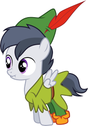 Size: 1001x1422 | Tagged: safe, artist:cloudy glow, artist:cloudyglow, imported from derpibooru, rumble, pegasus, pony, clothes, clothes swap, colt, cosplay, costume, disney, male, peter pan, scrunchy face, simple background, solo, transparent background, vector