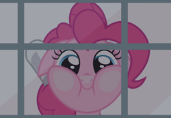 Size: 5000x3456 | Tagged: safe, artist:dashiesparkle, imported from derpibooru, pinkie pie, earth pony, pony, daring done?, absurd resolution, female, looking at you, mare, ponk, smiling, solo, vector, window