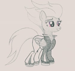 Size: 3040x2896 | Tagged: safe, artist:thestipplebrony, imported from derpibooru, fleetfoot, pegasus, pony, female, pointillism, solo, stipple, stippling, tracksuit, traditional art, warmup suit, wonderbolts