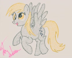 Size: 2176x1744 | Tagged: safe, artist:thestipplebrony, imported from derpibooru, derpy hooves, female, pointillism, solo, stipple, stippling, traditional art