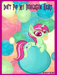 Size: 960x1280 | Tagged: safe, artist:krazykari, imported from derpibooru, minty bubblegum, pony, unicorn, bubblegum, bubblegum bitch, female, food, gum, mare, marina and the diamonds, solo, song reference