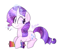 Size: 971x823 | Tagged: safe, artist:lynchristina, imported from derpibooru, rarity, unicorn, curved horn, female, glowing horn, mare, rainbow thread, simple background, solo, transparent background