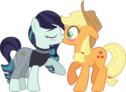 Size: 6074x4448 | Tagged: safe, artist:jhayarr23, imported from derpibooru, applejack, coloratura, earth pony, pony, absurd resolution, blushing, cute, duo, female, jackabetes, kiss on the lips, kissing, lesbian, mare, rara, rarabetes, rarajack, shipping, simple background, surprise kiss, transparent background
