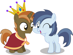 Size: 9026x6723 | Tagged: safe, artist:cyanlightning, imported from derpibooru, button mash, shady daze, alicorn, earth pony, pony, .svg available, absurd resolution, boop, cape, clothes, colt, crown, female, filly, jewelry, king button mash, male, regalia, rule 63, simple background, transparent background, vector