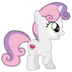 Size: 940x940 | Tagged: safe, artist:j-pinkie, imported from derpibooru, sweetie belle, pony, unicorn, female, filly, ms paint, open mouth, raised hoof, simple background, solo, the cmc's cutie marks, transparent background, vector