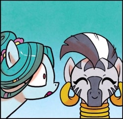 Size: 1249x1211 | Tagged: safe, artist:agnesgarbowska, idw, imported from derpibooru, ms. vine, zecora, earth pony, pony, zebra, a health of information, spoiler:comic, spoiler:comic58