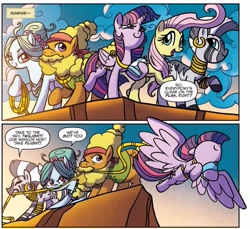 Size: 1169x1073 | Tagged: safe, artist:agnesgarbowska, idw, imported from derpibooru, cattail, fluttershy, ms. vine, twilight sparkle, zecora, alicorn, earth pony, pegasus, pony, zebra, a health of information, spoiler:comic, spoiler:comic58, twilight sparkle (alicorn)