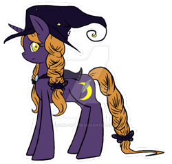 Size: 600x570 | Tagged: safe, artist:star-wolfie, imported from derpibooru, oc, oc only, oc:endora, unicorn, female, hat, mare, simple background, solo, transparent background, watermark, witch hat