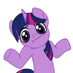 Size: 442x442 | Tagged: safe, imported from derpibooru, twilight sparkle, unicorn, female, looking at you, shrug, shrugpony, solo