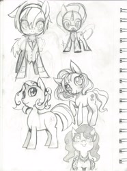 Size: 3797x5106 | Tagged: safe, artist:alts-art, imported from derpibooru, oc, oc only, earth pony, pony, unicorn, raspberry, sketch, smiling, tongue out, traditional art