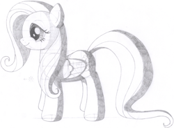 Size: 1856x1372 | Tagged: safe, artist:aafh, imported from derpibooru, fluttershy, pegasus, pony, female, monochrome, simple background, solo, traditional art, white background