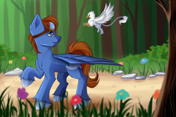 Size: 2888x1922 | Tagged: safe, artist:airiniblock, imported from derpibooru, oc, oc only, oc:der, oc:seaward skies, griffon, pegasus, pony, goggles, leash, male, micro, micro dom, rcf community, stallion