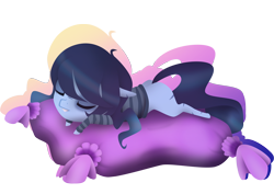 Size: 3508x2480 | Tagged: safe, artist:oneiria-fylakas, imported from derpibooru, oc, oc only, earth pony, pony, chibi, female, high res, mare, pillow, simple background, solo, transparent background