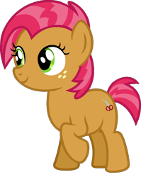 Size: 748x940 | Tagged: safe, artist:j-pinkie, imported from derpibooru, babs seed, pony, female, freckles, ms paint, raised hoof, simple background, solo, transparent background, vector