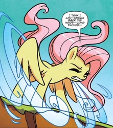 Size: 713x808 | Tagged: safe, artist:agnesgarbowska, edit, idw, imported from derpibooru, fluttershy, a health of information, spoiler:comic, spoiler:comic58, comic, cropped, flapping, wings