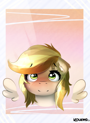 Size: 1226x1674 | Tagged: safe, artist:kourma, imported from derpibooru, oc, oc only, oc:dandelion blossom, pegasus, pony, bust, cute, portrait, solo, wings, ych result