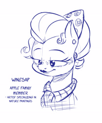 Size: 2420x2910 | Tagged: safe, artist:dilarus, deleted from derpibooru, imported from derpibooru, oc, oc only, oc:winesap, pony, bust, commission, monochrome, portrait, solo