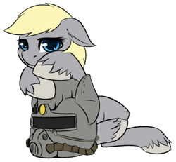 Size: 904x837 | Tagged: safe, artist:10art1, imported from derpibooru, oc, oc only, oc:icepick, pony, cute, fallout, floppy ears, forelegs crossed, helmet, looking at you, simple background, sketch, solo, white background