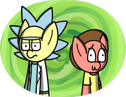 Size: 1006x772 | Tagged: safe, artist:techreel, imported from derpibooru, pony, hilarious in hindsight, morty smith, ponified, rick and morty, rick sanchez, simple background, transparent background