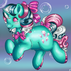 Size: 899x900 | Tagged: safe, artist:uniramacos, imported from derpibooru, fizzy, twinkle eyed pony, bow, female, g1, solo