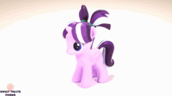 Size: 1097x610 | Tagged: safe, artist:sweet treats ponies, imported from derpibooru, starlight glimmer, pony, unicorn, animated, custom, customized toy, female, figurine, filly, filly starlight glimmer, gif, irl, photo, pigtails, ribbon, solo, toy, younger, youtube link