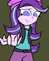 Size: 650x804 | Tagged: safe, artist:enderboy1908, imported from derpibooru, starlight glimmer, equestria girls, anatomically incorrect, beanie, clothes, female, hat, solo