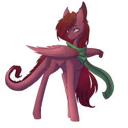 Size: 2000x2000 | Tagged: safe, artist:myralilth, imported from derpibooru, oc, oc only, pegasus, pony, clothes, dragon tail, female, mare, scarf, simple background, smiling, solo, transparent background