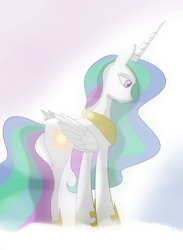 Size: 2200x3000 | Tagged: safe, artist:rengam, imported from derpibooru, princess celestia, alicorn, pony, female, fog, mare, sad, solo