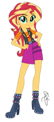 Size: 910x2048 | Tagged: safe, artist:ilaria122, imported from derpibooru, sunset shimmer, equestria girls, equestria girls series, boots, clothes, female, hand on hip, shoes, simple background, skirt, solo, transparent background, vector