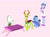Size: 1699x1250 | Tagged: safe, artist:carnifex, imported from derpibooru, blues, bulk biceps, noteworthy, princess luna, thorax, changedling, changeling, earth pony, pegasus, pony, equestria girls, bathrobe, changeling king, clothes, king thorax, one of these things is not like the others, pink background, robe, simple background, slippers, time action glory challenge, towel on head, vice principal luna