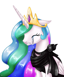 Size: 2880x3429 | Tagged: safe, artist:alanymph, imported from derpibooru, princess celestia, alicorn, pony, clothes, crying, dress, female, high res, mare, mourning, sad, simple background, solo, transparent background