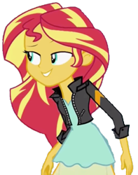 Size: 457x581 | Tagged: safe, artist:fella, imported from derpibooru, sunset shimmer, dance magic, equestria girls, spoiler:eqg specials, clothes, female, jacket, leather jacket, rapeface, simple background, smiling, smug, solo, transparent background