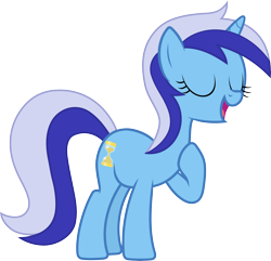 Size: 10000x9634 | Tagged: safe, artist:floppychiptunes, imported from derpibooru, minuette, pony, unicorn, .svg available, absurd resolution, eyes closed, female, full body, hoof on chest, horn, mare, open mouth, open smile, simple background, smiling, solo, standing, tail, transparent background, two toned mane, two toned tail, vector