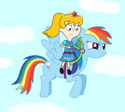 Size: 1024x917 | Tagged: safe, artist:04startycornonline88, imported from derpibooru, rainbow dash, archery, arrow, big crown thingy, bow, cavalry, cavalry archer, crossover, fiona munson, flying, humans riding ponies, jewelry, kid vs kat, regalia, riding