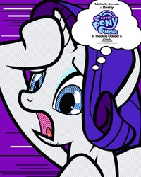 Size: 1500x1875 | Tagged: safe, imported from derpibooru, rarity, my little pony: the movie, female, marshmelodrama, modern art, movie poster, my little pony logo, official, pop art, poster, solo, tabitha st. germain