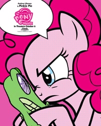 Size: 1500x1875 | Tagged: safe, imported from derpibooru, gummy, pinkie pie, my little pony: the movie, andrea libman, duo, female, male, modern art, movie poster, my little pony logo, official, pop art, poster, solo