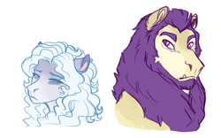 Size: 1024x637 | Tagged: safe, artist:earthsong9405, imported from derpibooru, oc, oc only, oc:emperor azar, oc:empress aira, saddle arabian, sphinx, arranged marriage au, bust, emperor, empress, non-pony oc, portrait, sphinx oc