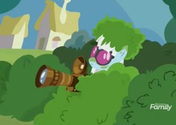 Size: 1265x903 | Tagged: safe, imported from derpibooru, screencap, photo finish, it isn't the mane thing about you, bush, bushanka, camera, camouflage, female, solo