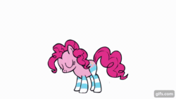 Size: 640x360 | Tagged: safe, artist:tridashie, imported from derpibooru, pinkie pie, animated, bipedal, clothes, cute, dancing, diapinkes, female, gif, it came from youtube, pelvic thrust, pinkie box, simple background, socks, solo, striped socks, white background, youtube link