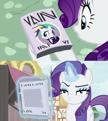 Size: 1314x1473 | Tagged: safe, edit, edited screencap, imported from derpibooru, screencap, rarity, pony, unicorn, it isn't the mane thing about you, alternate hairstyle, book, derp, eyelashes, faic, female, frown, hoof hold, levitation, magic, mare, pouting, raised eyebrow, raripunk, solo, telekinesis, unamused, vain