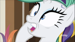 Size: 1324x740 | Tagged: safe, imported from derpibooru, screencap, rarity, pony, unicorn, it isn't the mane thing about you, alternate hairstyle, discovery family logo, female, mare, raripunk, solo