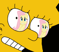 Size: 576x504 | Tagged: safe, artist:sb1991, imported from derpibooru, fluttershy, pony, angry, eye reflection, lisa simpson, reflection, scared, the simpsons
