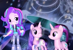 Size: 2923x2011 | Tagged: safe, artist:lucaspratt, imported from derpibooru, starlight glimmer, equestria girls, mirror magic, spoiler:eqg specials, beanie, brushable, doll, equestria girls minis, eqventures of the minis, female, hat, implied time travel, irl, merchandise, multeity, photo, self ponidox, starlight cluster, still life, this will end in timeline distortion, toy, triality, trio