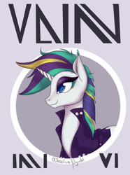 Size: 1024x1373 | Tagged: safe, artist:jessicanyuchi, imported from derpibooru, rarity, pony, unicorn, it isn't the mane thing about you, alternate hairstyle, fashion, female, magazine cover, magazine cover rarity, mare, punk, raripunk, solo, vain