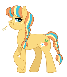 Size: 600x687 | Tagged: safe, artist:cascayd, imported from derpibooru, oc, oc only, oc:orange blossom, earth pony, pony, magical lesbian spawn, offspring, parent:applejack, parent:coloratura, parents:rarajack, solo