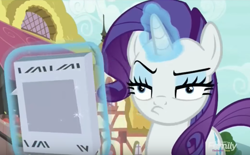 Size: 1090x675 | Tagged: safe, imported from derpibooru, screencap, rarity, pony, unicorn, it isn't the mane thing about you, derp, discovery family logo, faic, female, mare, pouting, rarity is not amused, solo, unamused