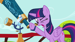 Size: 1280x720 | Tagged: safe, imported from derpibooru, screencap, twilight sparkle, alicorn, pony, testing testing 1-2-3, female, mare, solo, telescope, twilight sparkle (alicorn)